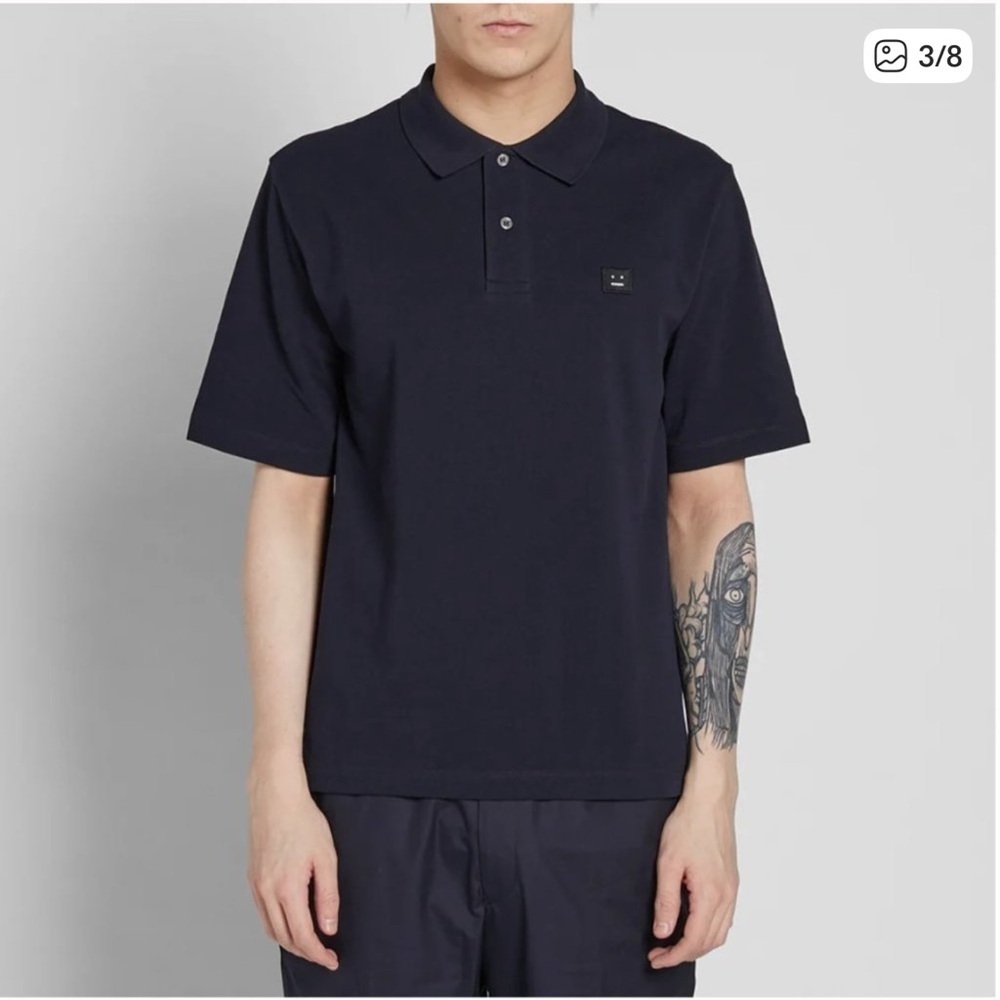 ACNE Studios / Kolby Face Polo pique black shirt sleeve medium M